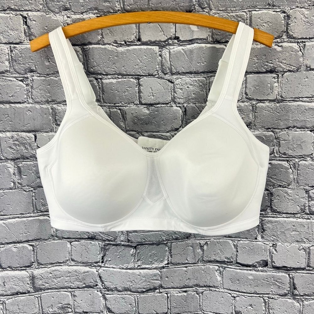 Vanity Fair Mid-Impact‎ Wire-Free Sports Bra 716500 White New